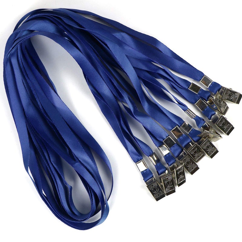 Bird Fiy Navy Blue Lanyards 100 Pack 34" Premium Lanyard Bulldog Clips Bulk Nylon Flat Lanyard with Badge Clip (Navy Blue, 100 Pack) - Image 1